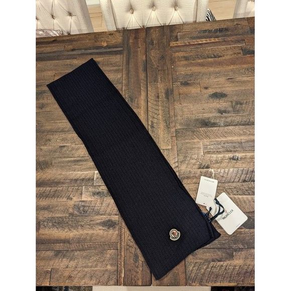 Moncler Women Blue Wool Logo Scarf/Wrap