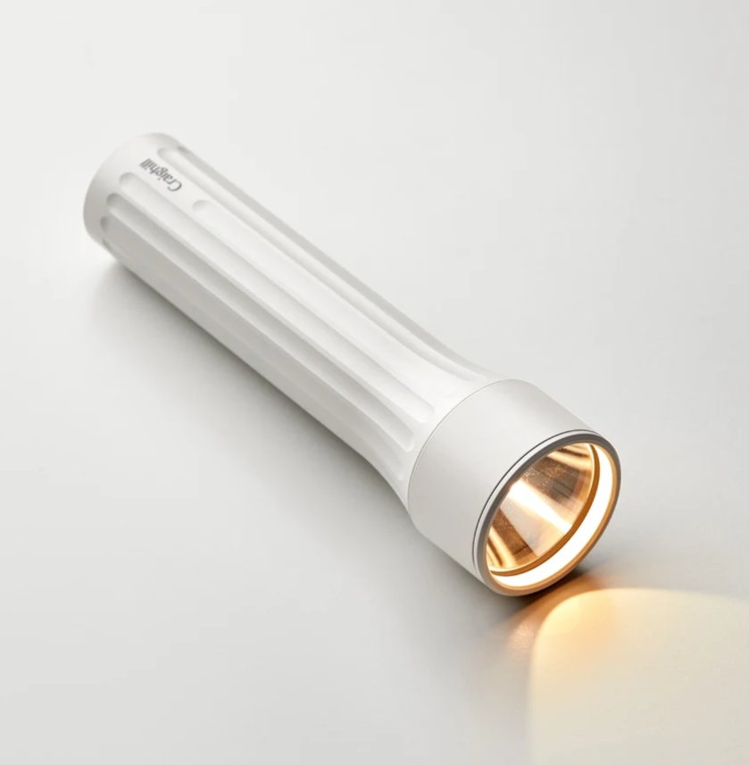 Craighill Temple flashlight in white with a warm beam