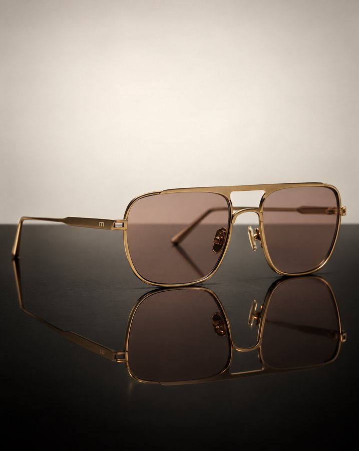 Elisa Johnson Jane gold metal aviators with amber lenses