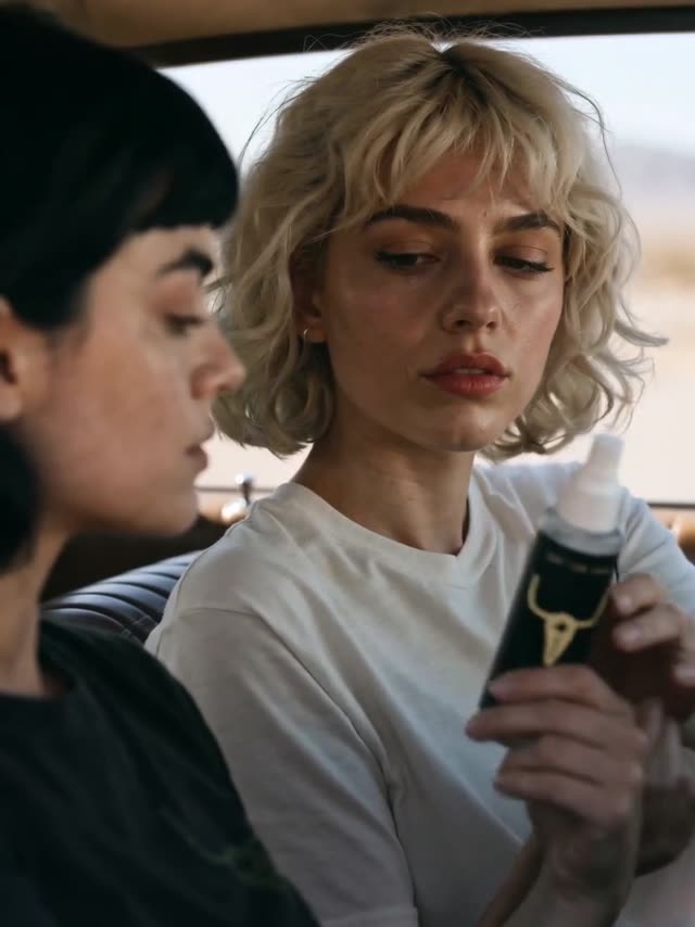 Dry Creek dry shampoo in a vintage car