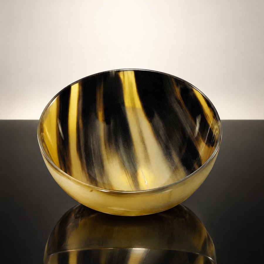 Ox horn bowl, black and amber