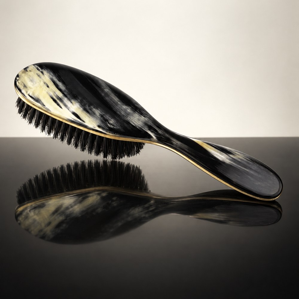 Horn Hair Brush in ox horn with boar bristle, coming soon