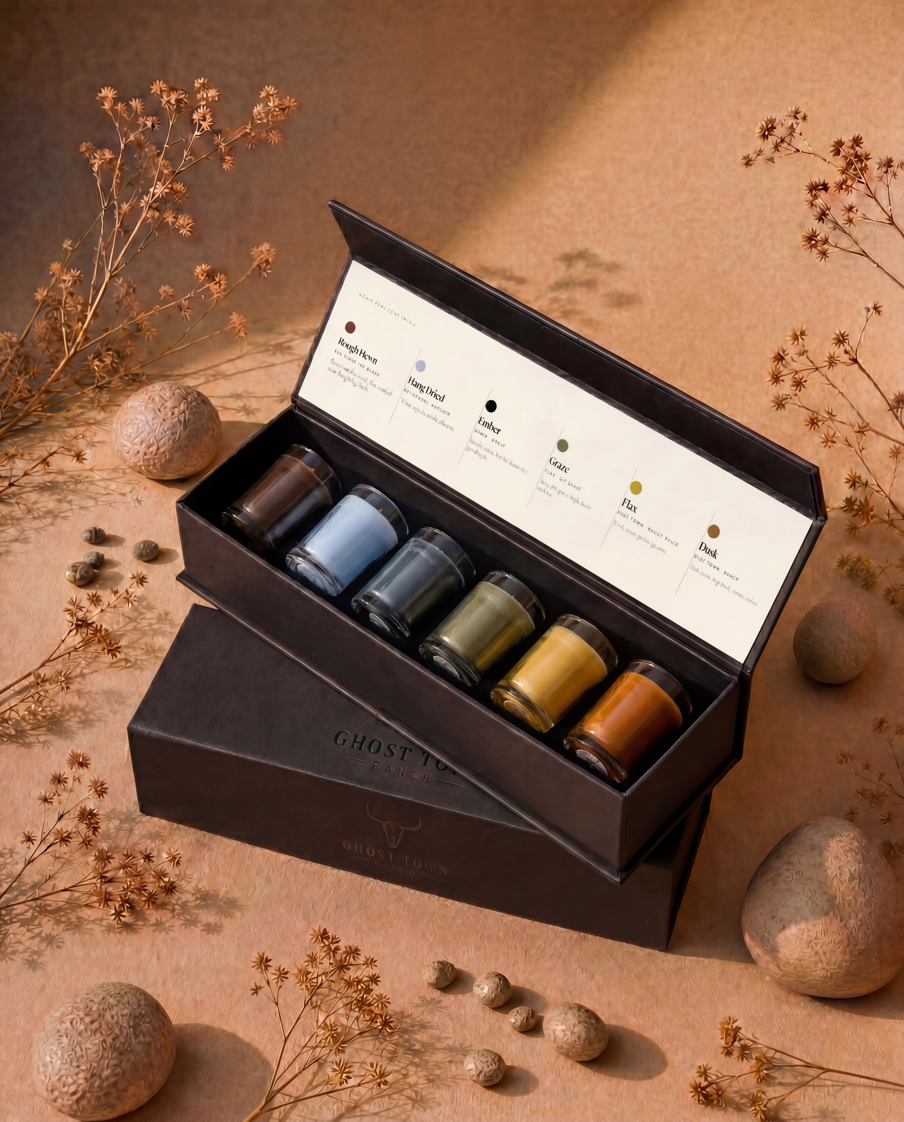 The Votive All Six Scents — Ghost Town Ranch Colored Wax Candles