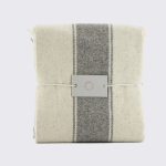 Wool Throw Blanket in Charcoal + White Stripe