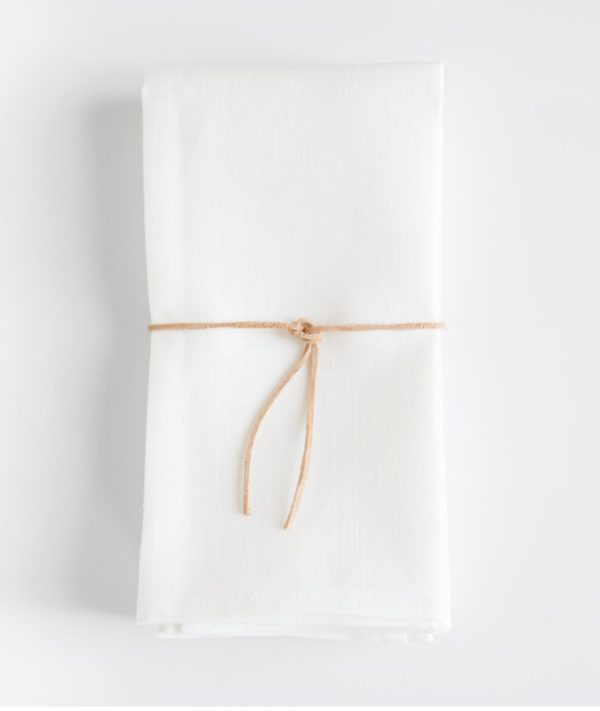 Heirloom Linen Napkins in White | Flax | Wild Linen in Fog - Set of 4