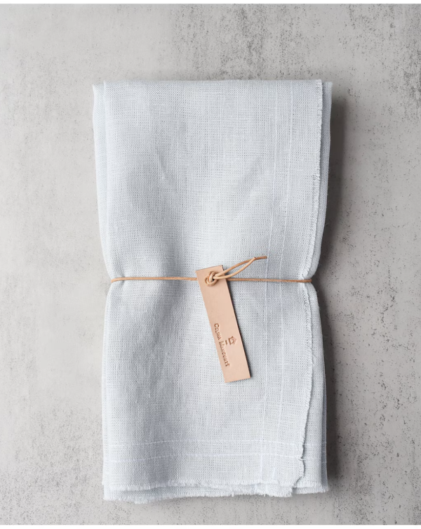 Heirloom Linen Napkins in White | Flax | Wild Linen in Fog - Set of 4